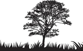 Tree and grass Silhouette image vector