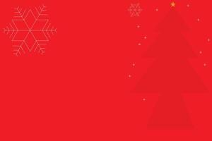 simple red christmas background template with christmas tree stars and snowflakes vector