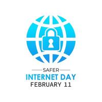 Safer Internet Day illustration Banner background design template. cyber security awareness with Padlock design. . Eps 10. vector
