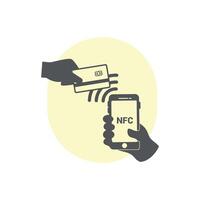 illustration of NFC flat design, card and smartphone in hand. vector