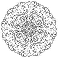 Simple abstract mandala with loops, creative meditative coloring page vector