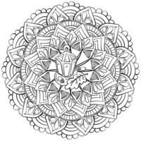 Abstract zen mandala with lantern and acorns, doodle coloring page about autumn mood for design and creativity vector