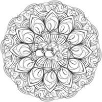 Abstract doodle mandala with hiking boots, coloring page about autumn walking for design and creativity vector