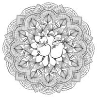 Abstract doodle mandala with fruits, doodle coloring page for design and creativity vector