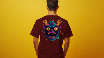 adult t-shirt design mockup, back view red, design can be changed easily, easy to change color, easy to change design psd