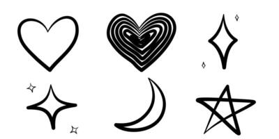 mix doodles handdrawn shape with calligraphy swirl style vector