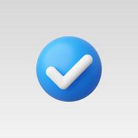 3d Realistic Check mark icon illustration vector