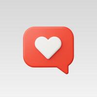 3d Realistic Like icon or Message Heart illustration vector
