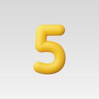 3d Realistic Number Five illustration vector
