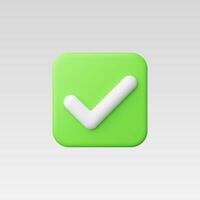 3d Realistic Check mark button illustration vector