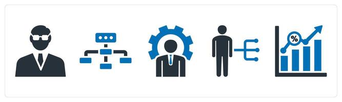 A set of 5 mix icons as businessman, business hierarchy, business management vector