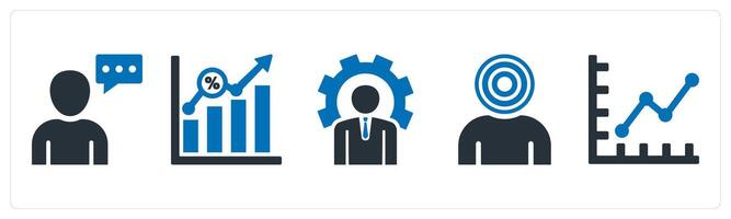 A set of 5 mix icons as business conversation, business growth, business management vector