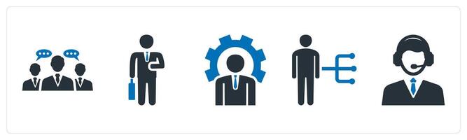 A set of 5 mix icons as business conversation, businessman, business management vector