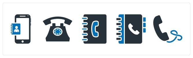 A set of 5 mix icons as mobile contacts, landline, business contacts vector