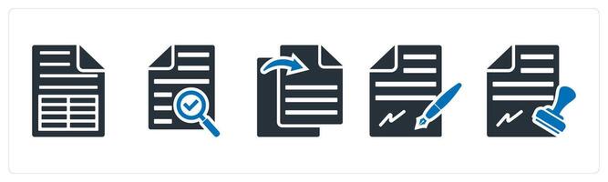 A set of 5 mix icons as article, search file, file transfer vector
