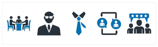 A set of 5 mix icons as meeting, businessman, tie vector