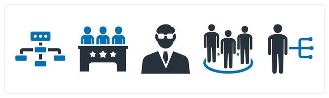 A set of 5 mix icons as business hierarchy, meeting, businessman vector