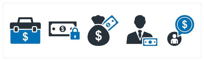 A set of 5 mix icons as financial portfolio, money security, investment vector