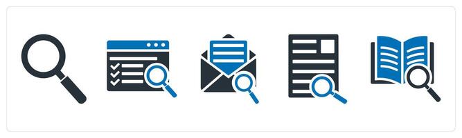 A set of 5 mix icons as search, webpage search, search mail vector