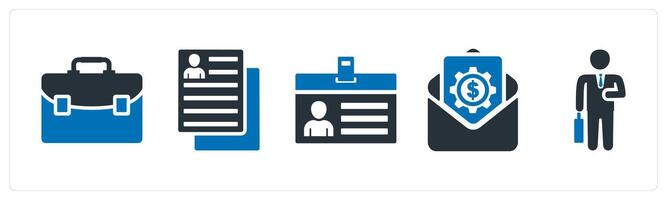 A set of 5 mix icons as portfolio, user details, id card vector