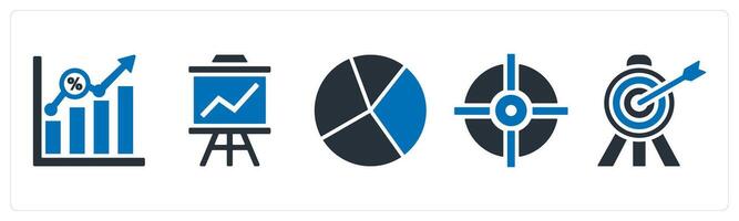 A set of 5 mix icons as business growth, board presentation, pie chart vector