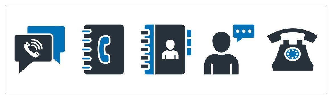 A set of 5 mix icons as calling, business contacts, business conversation vector