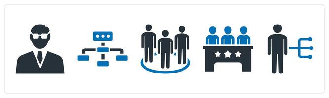 A set of 5 mix icons as businessman, business hierarchy, managers vector