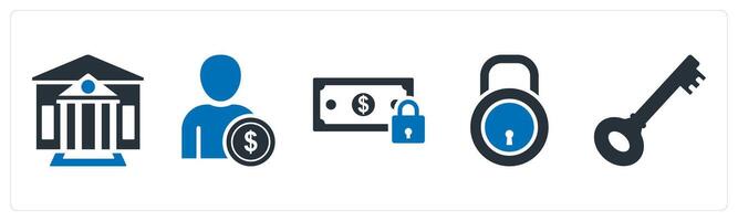 A set of 5 mix icons as bank, accountant, money security vector