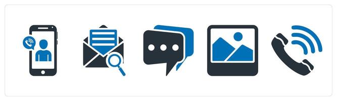 A set of 5 mix icons as mobile calling, search mail, message vector