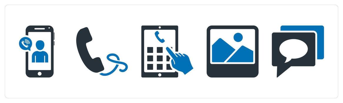 un conjunto de 5 5 mezcla íconos como móvil vocación, vocación, contactos vector