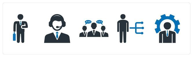 A set of 5 mix icons as businessman, customer support, business conversation vector