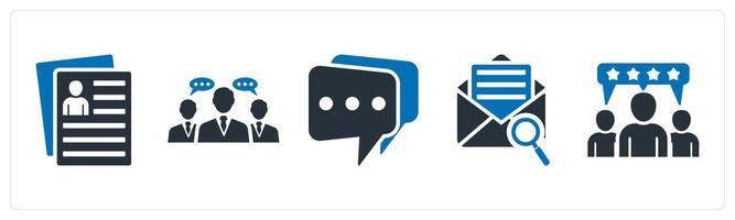 A set of 5 mix icons as user details, business conversation, message vector