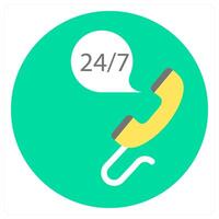 24x7 Call and clock icon concept vector