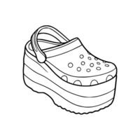 A shoe with a croc on it coloring page vector