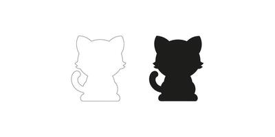 Baby Cat Silhouette and Outline vector