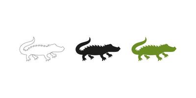 Alligator Icon Set in Various Styles vector