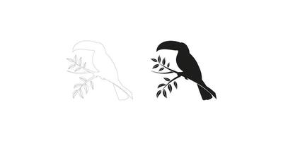 Toucan Silhouette and Line Art Illustration for Tropical Theme Design vector