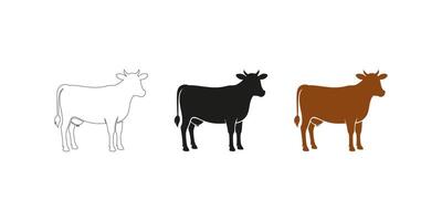 Cow Icon in Different Styles - Illustration Set for Graphic Elements vector