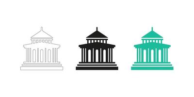 Editable Stroke Icon of Classical Building in Three Styles vector