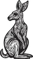 Kangaroo outline line icon black isolated vector