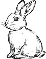 Silhouette of a rabbit thin line sketch vector