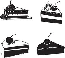Silhouette of Slice Cake icon Isolated on white background vector
