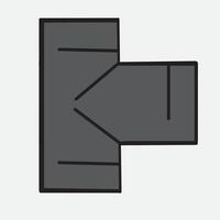 T shape pipe connection icon isolated vector
