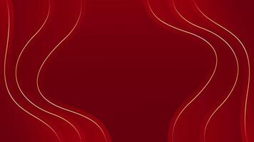 Simple red luxury wave background with gold lines. Abstract gradient wallpapers vector