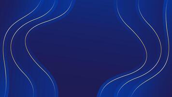 Simple blue luxury wave background with gold lines. Abstract gradient wallpapers vector