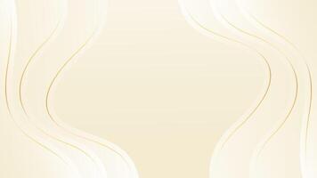 Simple Beige luxury wave background with gold lines. Abstract gradient wallpapers vector