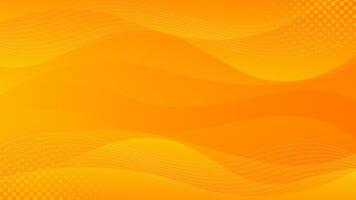 Bright orange-yellow gradient abstract fluid wave background with halftone, modern dynamic wallpaper vector