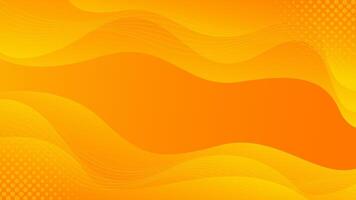 Orange smooth gradient background with halftones. Abstract wave dynamic wallpaper vector