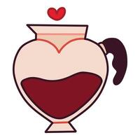 Heart-Shaped Coffee Pot Illustration with a Red Heart Accent vector
