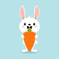 Rabbit character design. Cute white bunny with carrot. Rabbit cartoon collection. vector
